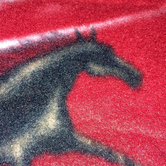 2.5 yards of red fleece fabric with black horses - Picture 2 of 2